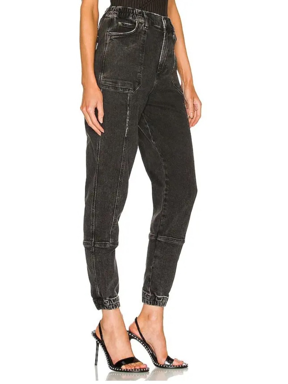NWT Retrofete Carter High-Rise Jogger Jeans in Washed Black